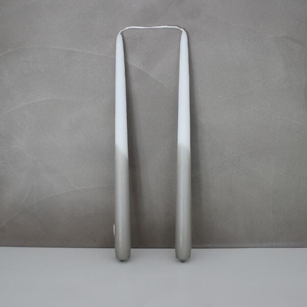 shop tweeling kaars wit/lichtgrijs bij Livs and Gifts