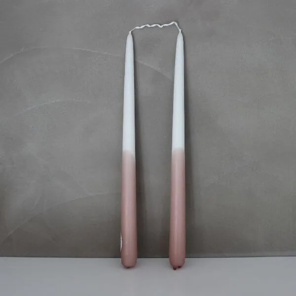 shop tweeling kaars wit/roze bij Livs and Gifts