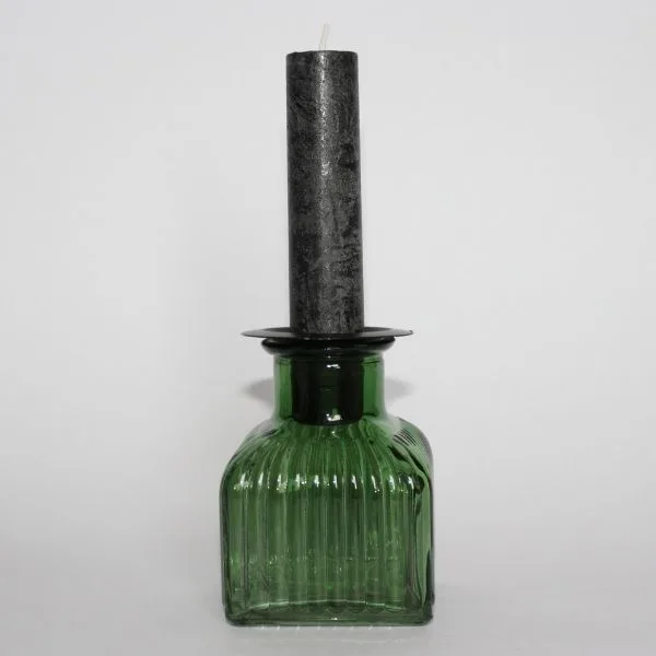 Leuke kaarsenhouder met groen glas
