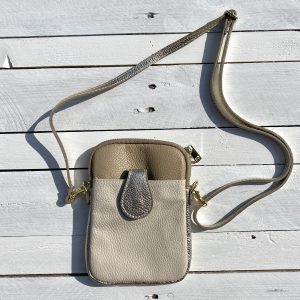 tas June in de kleur beige/taupe/metallic goud