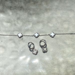 Sieraden set lucky zilver/wit