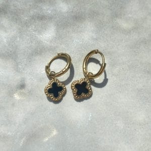 Oorbellen lucky goud/zwart