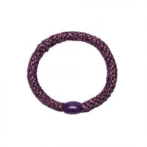 Haarelastiek/armband paars glitter