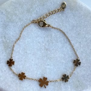 Armband klavertjes goud