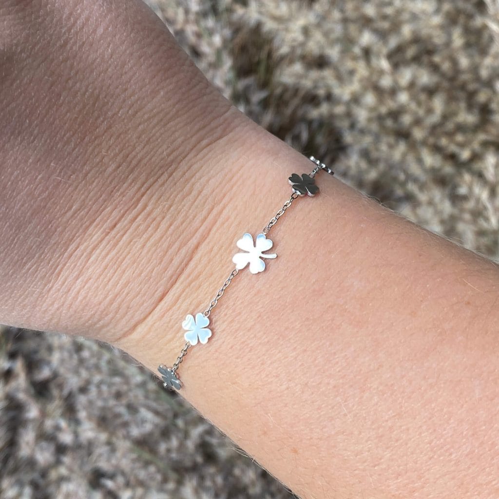 Armband klavertjes zilver