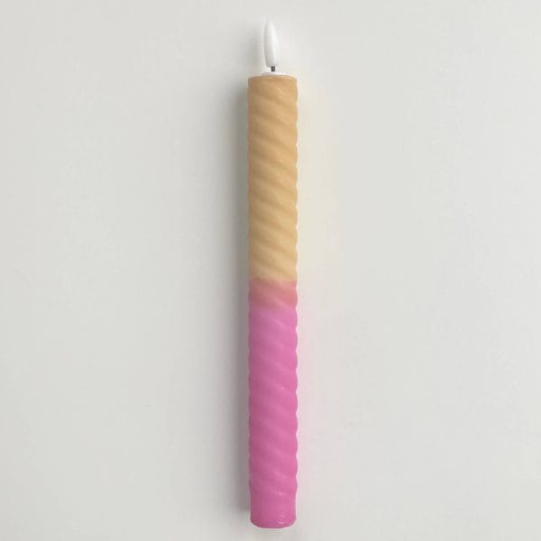 Led kaars dip dye beige/roze