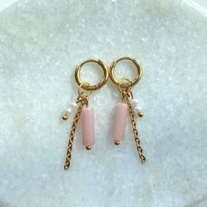 Oorbellen party roze/goud