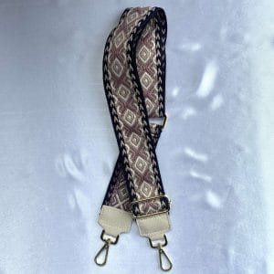 Bag strap print zwart/oudroze/beige