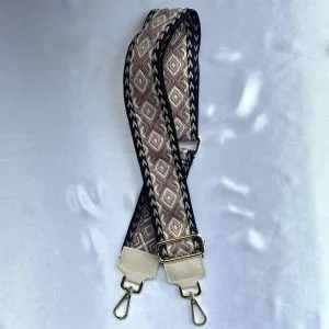 Bag strap print zwart/oudroze/beige