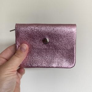 Portemonnee klein metallic roze