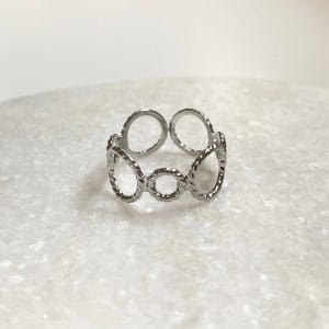 Ring open rondjes - zilver