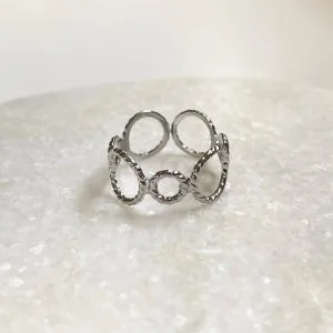 Ring open rondjes - zilver