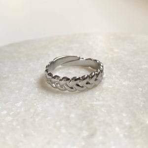 Ring gevlochten breed - zilver