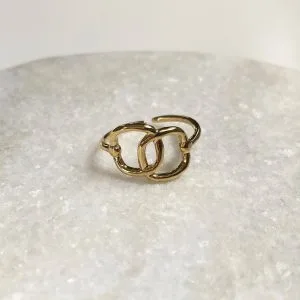 Ring verbonden vierkantjes - goud