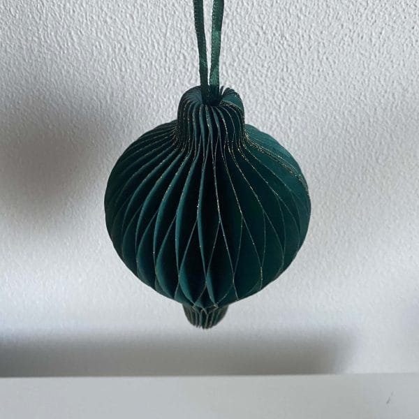 Papieren kersthanger groen/goud