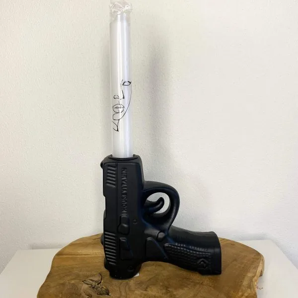 Kaarsenhouder pistool zwart