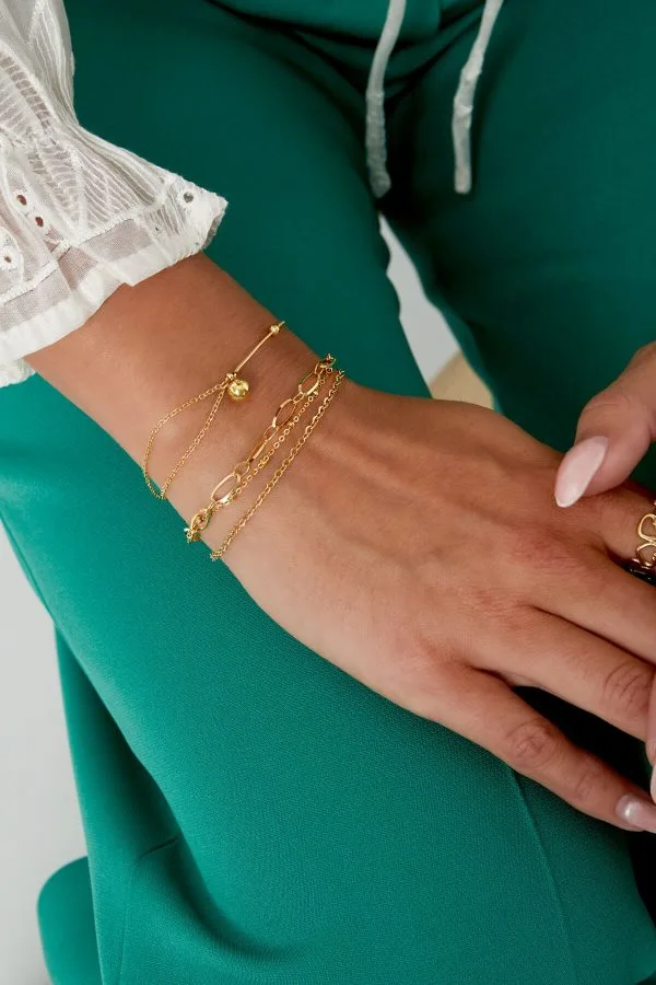 Armband dubbel met rond bedeltje - zilver