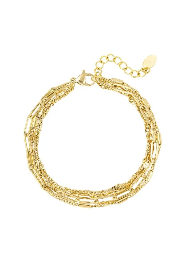 Armband vier laagjes - goud