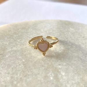 Ring vintage met hart - goud/wit