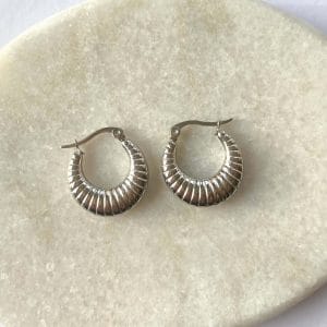 Oorbellen rond met print - zilver