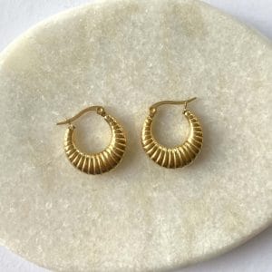 Oorbellen rond met print - goud