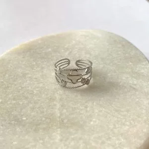 Ring meerlaags met bedeltjes - zilver