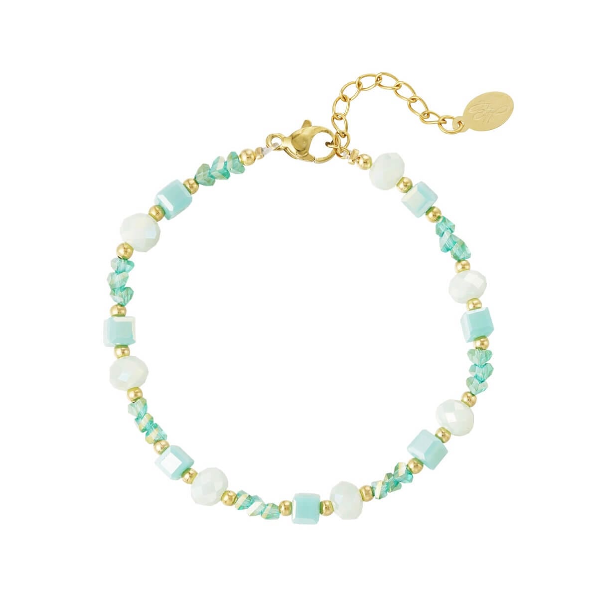 Armband kralen party - groen/goud 1