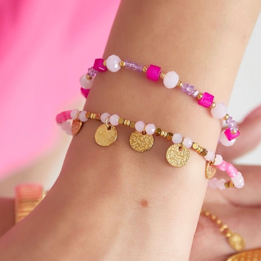 Armband kralen party - groen/goud 2