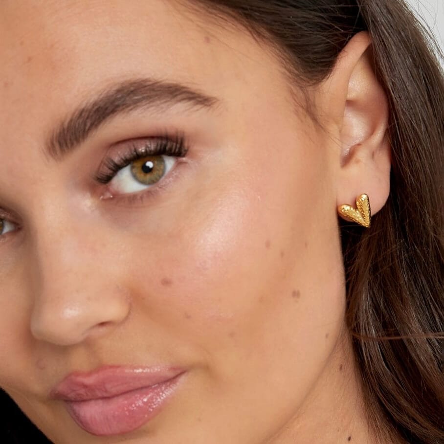 Studs hart met printje - goud 2