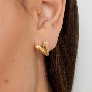 Studs hart met printje - goud 3