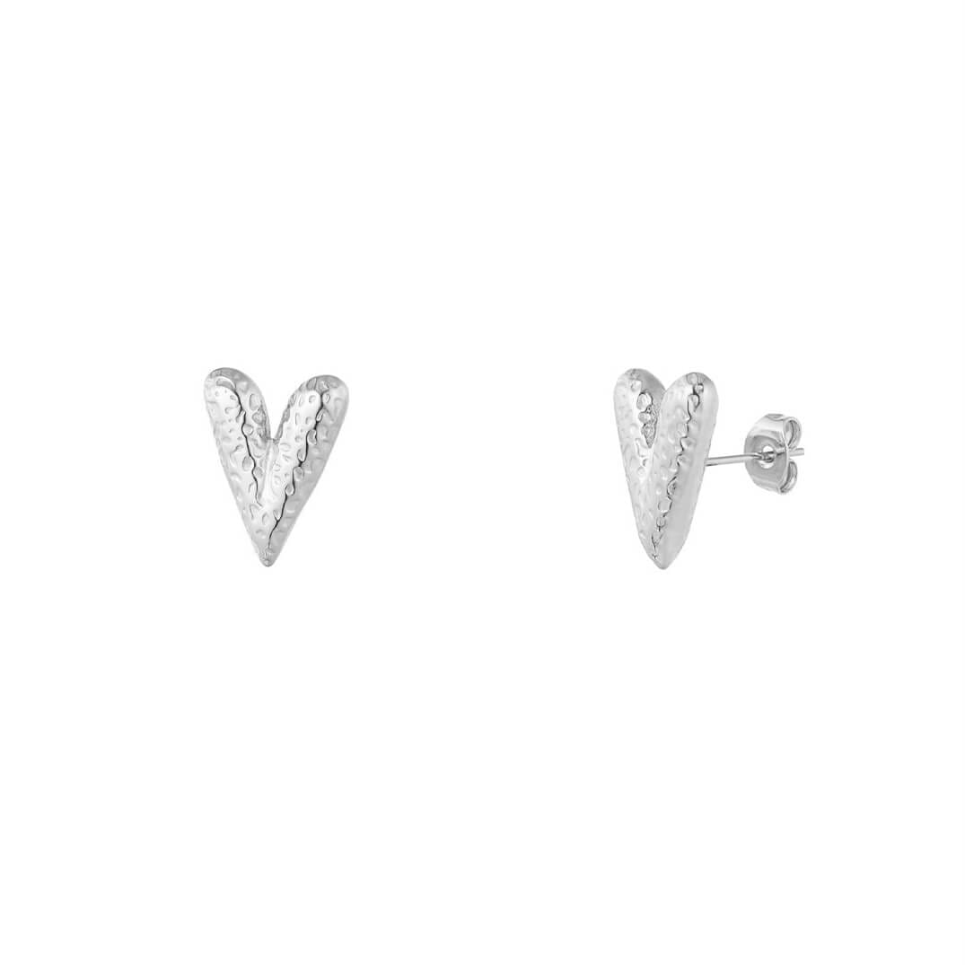 Studs hart met printje - zilver 1
