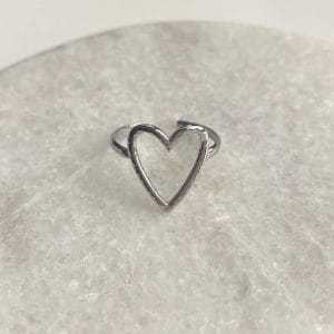 Ring groot open hart - zilver