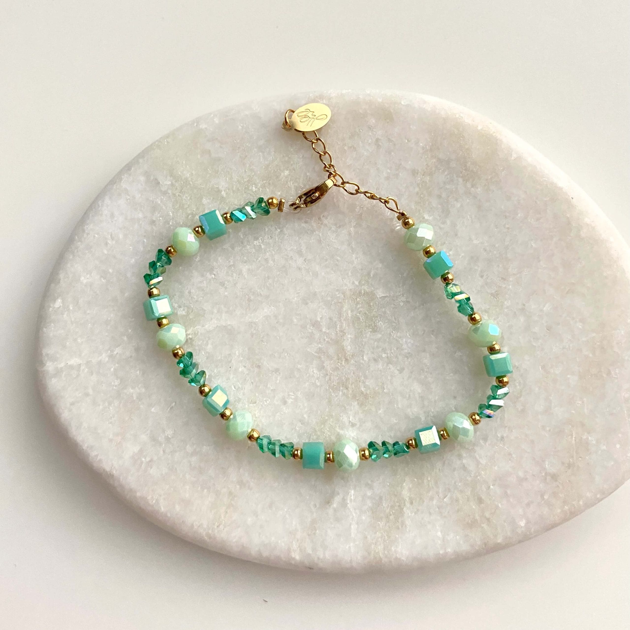 Armband kralen party - groen/goud