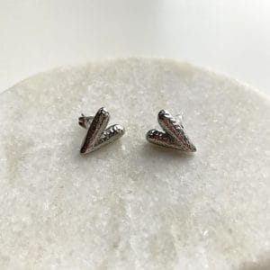 Studs hart met printje - zilver