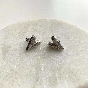 Studs hart met printje - zilver