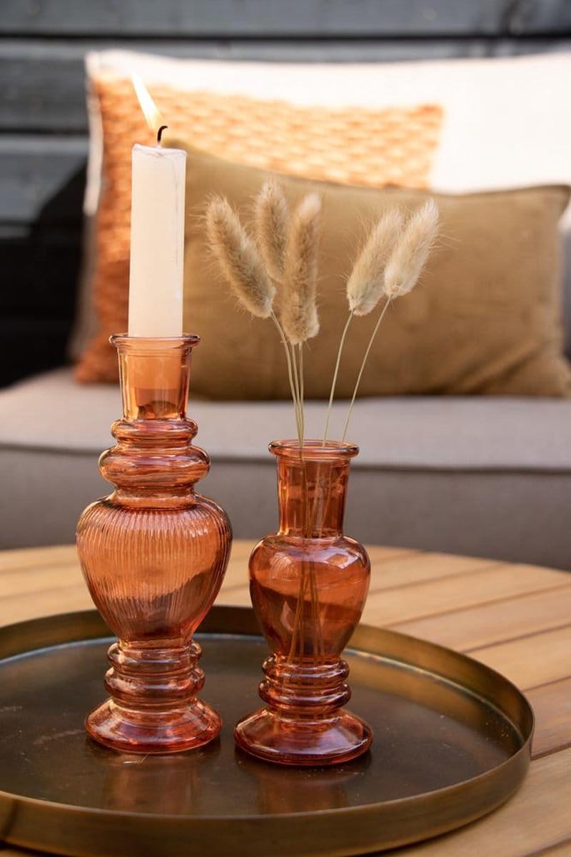Giftset kandelaar met vaas - oranje 1