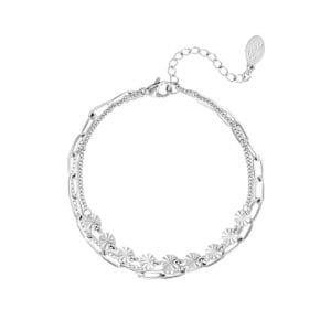 Zilveren schakelarmband drielaags