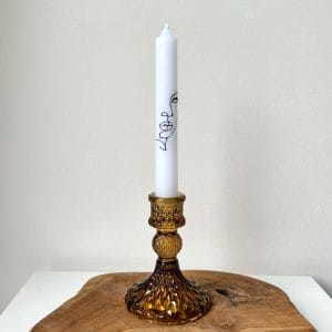 Bruine kaarsenhouder met ribbel print small