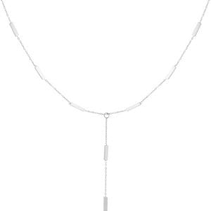 Lange zilveren ketting met tubes