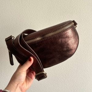 Tas Lina metallic donkerbruin goud