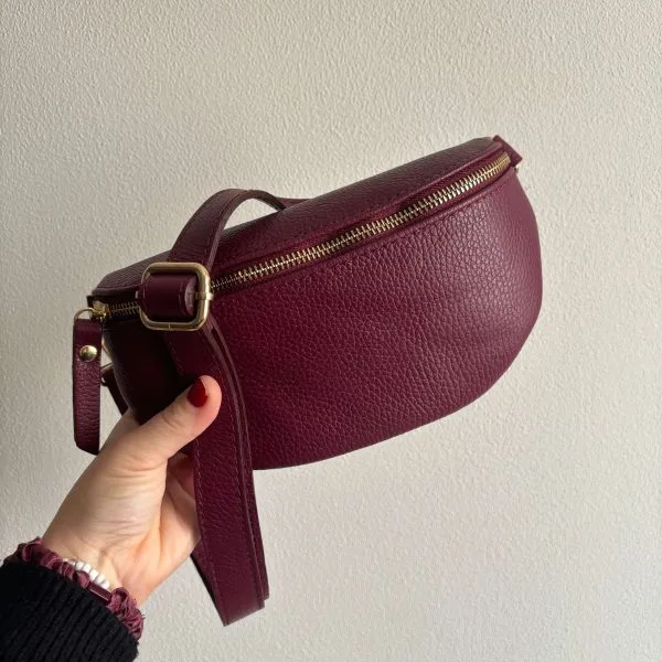 Tas Lina leer bordeauxrood goud