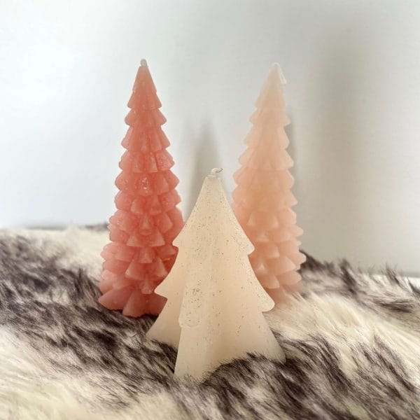 Kaars kerstboom hoekig 8 cm wit 1