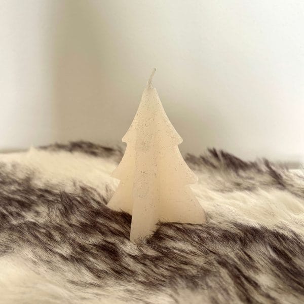 Kaars kerstboom hoekig 8 cm wit