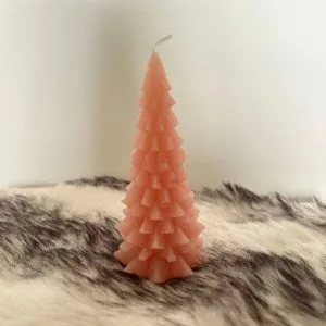 Kaars kerstboom 12 cm zalm koraal kleur