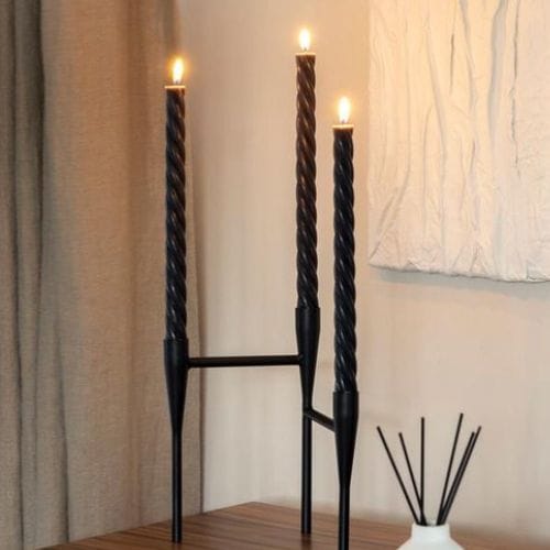 Zwarte draaikaarsen extra dik 3 stuks 1