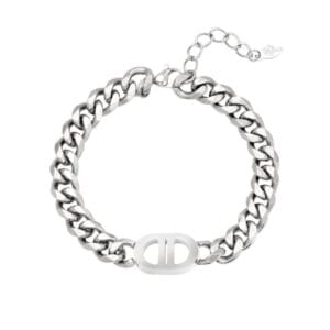 Zilveren armband grove schakels met detail