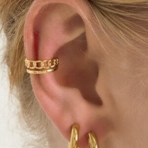 Gouden ear cuff met schakels